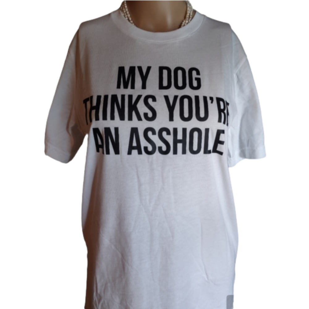 Classic White Humor T-shirt. Size Medium